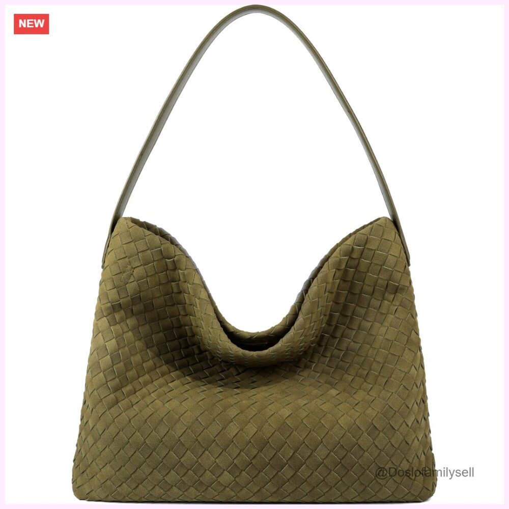 Suede Woven Hobo Bag Top Handle Shoulder Tote Slouchy Travel Satchel Work